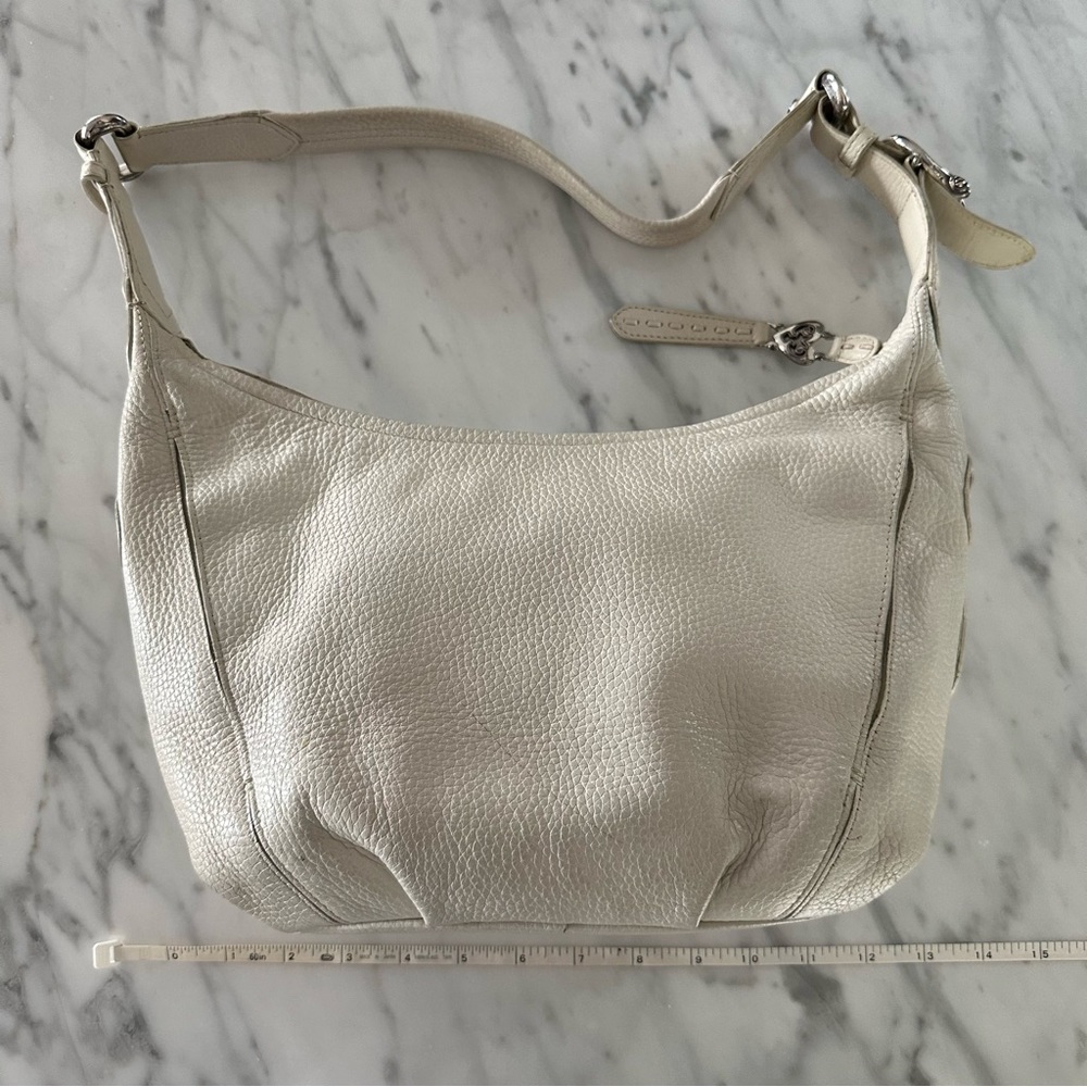 Brighton Nikki Hobo Embroidered Leather Shoulder Bag Purse D429030 Cream